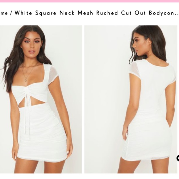 plt white ruched dress